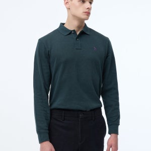 [헤지스 남성] [스테디셀러] 그린 단색 면혼방 긴팔카라티셔츠 WHTS4D432E3