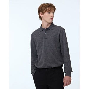 헤지스 남성 차콜그레이 단색 면혼방 긴팔카라티셔츠 WHTS4D432CG