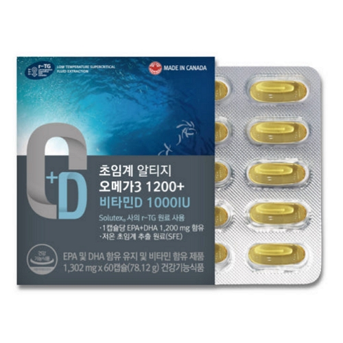 힐리오비타 초임계 알티지 <b>오메가3</b> 1302mg x 60캡슐, 1개