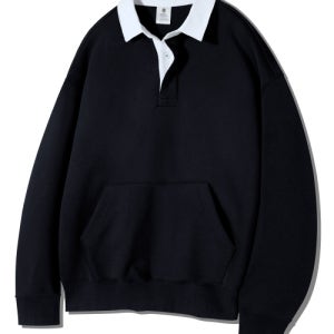 [고스트리퍼블릭] 베이직 럭비 카라 맨투맨 GMT-162_블랙 gmt-162black