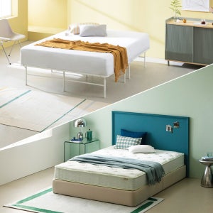 [지누스] [스틸 침대 세트_슈퍼싱글]그린티 에어 하이브리드 매트리스+스마트베이스 엘리트 침대프레임