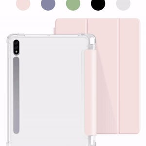 [디지지] [직진배송🔥최저가] 갤럭시탭 전기종 S펜슬 수납 투명 스마트 케이스 커버 S10 S9 S8 S7 S6 A8 A9 플러스 FE 라이트 북커버 태블릿 종이질감 강화유리 액