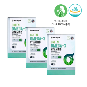 임산부 식물성 <b>그린 오메가3</b> DHA 600mg 60캡슐 3통