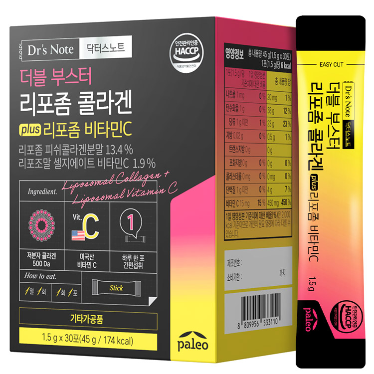 팔레오 더블 부스터 리포좀 콜라겐 플러스 비타민C 1.5g x 30포, 1개