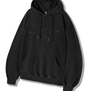 [요세미티] OG 아플리케 자수 피그먼트 후드티 스모크블랙 YHT-403 YHT-403Smokeblack