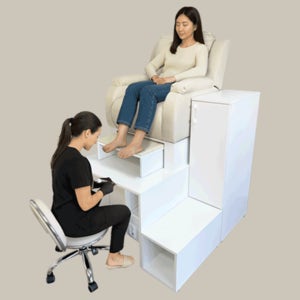 앙뜨레 건식 수납장세트 네일패디가구구성 : 소파+소파고정단+패디단+계단+보조수납장+패디발판+시술의자