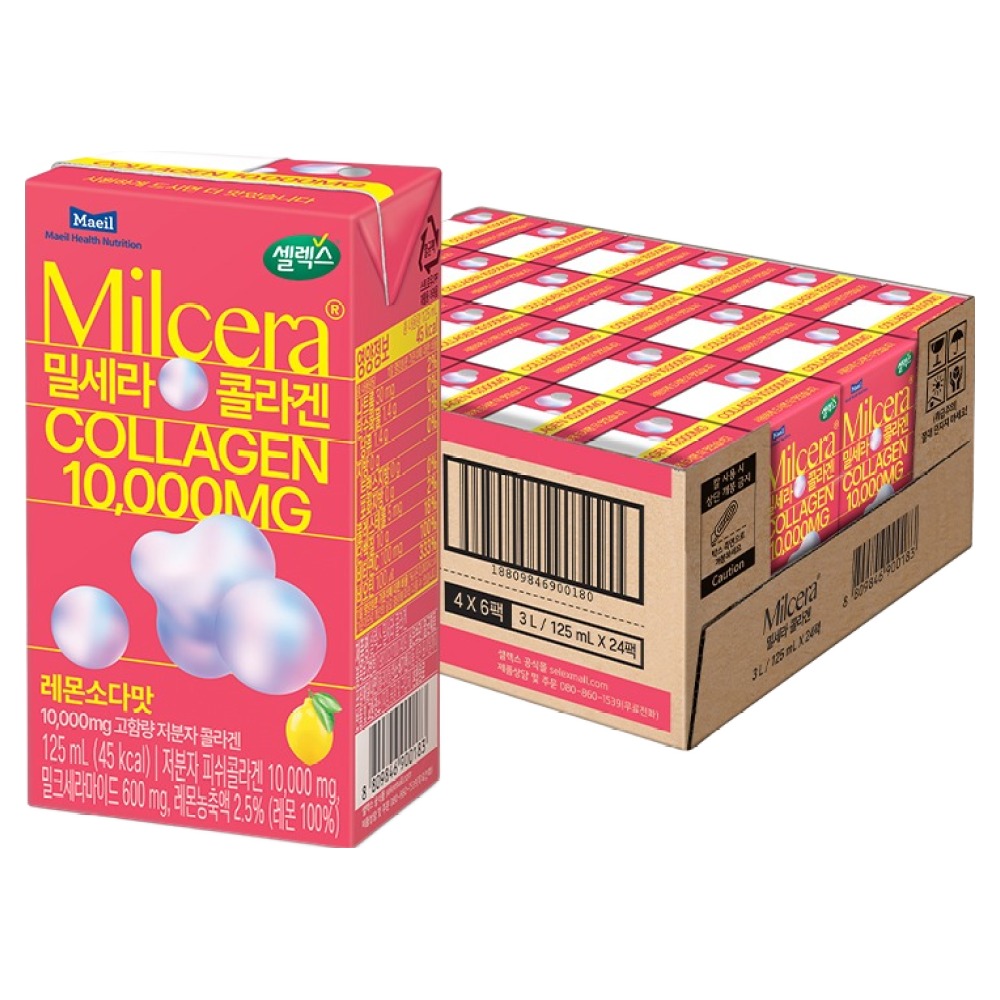 셀렉스 밀크세라마이드 <b>콜라겐</b> 10000  125ml  24개  <b>저분자 콜라겐</b>