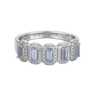 벨로체아 랩 그로운 아쿠아마린/다이아몬드 에메랄드 컷 파베 세팅 VC-RLDG4S504109 14K/18K