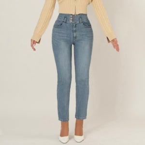 [살롱드서울 포 우먼] 하이웨이스트 슬림핏 데님 팬츠W - 라이트 블루