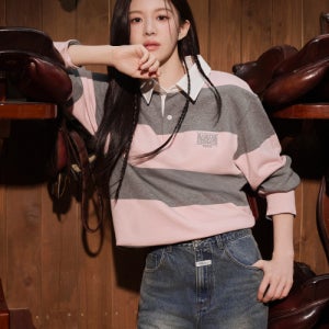 [마리떼 프랑소와 저버] CLASSIC LOGO STRIPE RUGBY SWEATSHIRT light pink MFG45FSW209LPK