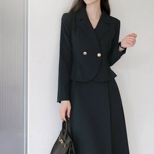 [격식룩/포멀무드]세리오나 페플럼 레이어드자켓 플레어 원피스