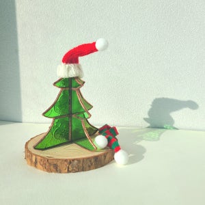 [크리스마스] 트리 스테인드글라스 미니 트리 장식, 클레어 글라스