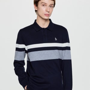 [헤지스 남성] 네이비 컬러블럭 폴로 셔츠 HZTS5D532N2