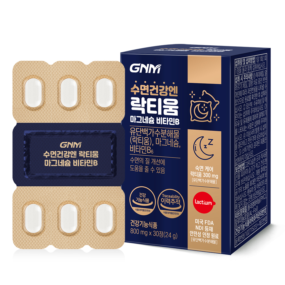 <b>GNM</b>자연의품격 수면 건강엔 락티움 <b>마그네슘</b> 비타민B 800mg x 30정, 1개