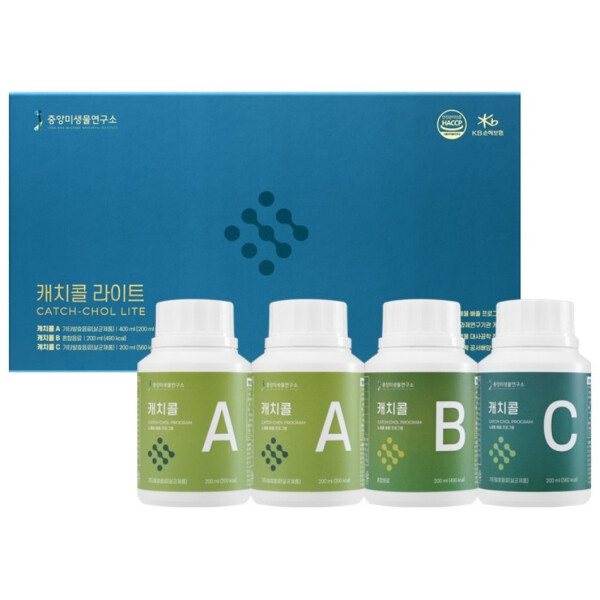 중앙미생물연구소 몸속 찌꺼기 배출 <b>클렌즈</b> 프로그램 캐치콜 <b>라이트</b> 200ml 4개