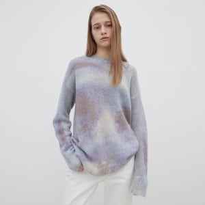 [르바] Mohair Gradation Round Knit - Gradation Blue
