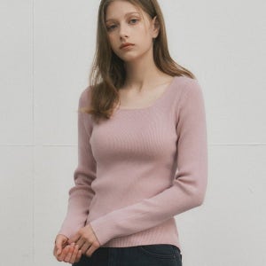 [웬즈데이오아시스] 제인 스퀘어넥 워셔블 니트_LIGHT PINK(WC25-KN33)