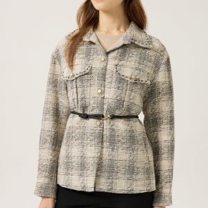 트위드 체크 벨트 자켓-DCJKD3703W