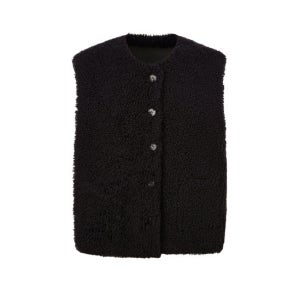 질스튜어트 여성 24FW 양모피 베스트 브라운