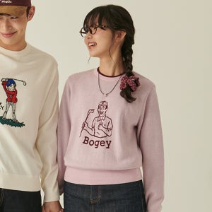 [펭귄 바이 먼싱웨어] 여성 피터보기 그래픽 스웨터 핑크(MQ322PSW91)