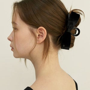 [카인더베이비] amour velvet double ribbon hair claw (middle ver)