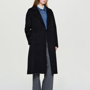 [헤지스 여성] [캐시미어100] 핸드메이드 롱 코트 블랙 HSCO5D007BK