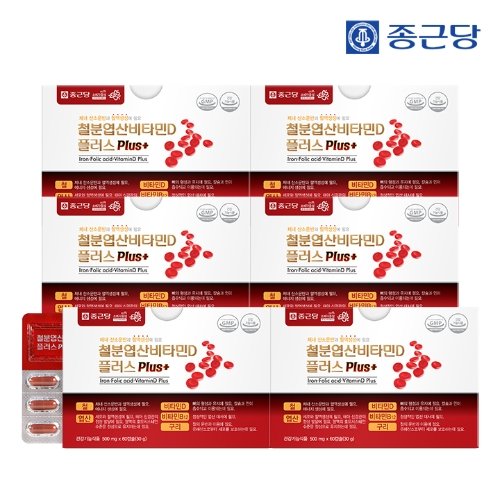 [종근당] 철분 엽산 비타민D 플러스 60캡슐 6박스