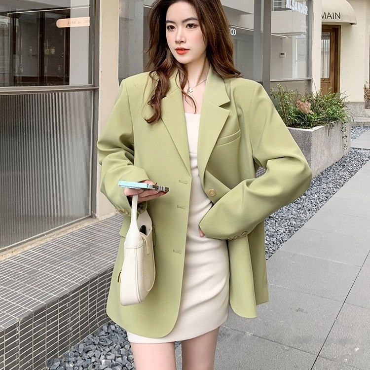Skyciky 여성 데일리 자켓 오버핏 블레이저 오피스룩 아우터 JY-678 연두색 S