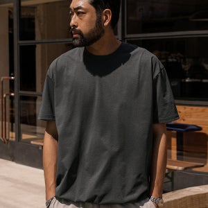 (L-6XL)슬라니크 넣은척 밴딩반팔티 T046[OKK 기능성원단 스판 밑단밴딩 UBX]