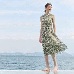 BCBG 링클 페이즐리 프린트 원피스 B4M5O645 캐주얼 데일리 오피스 하객룩