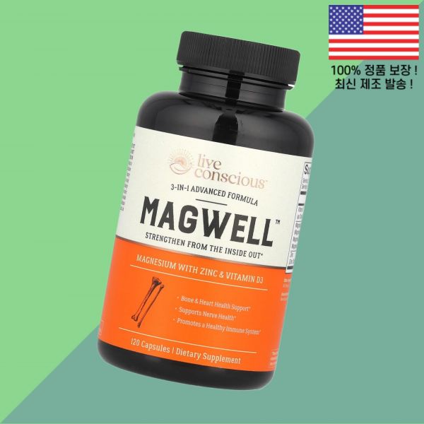 <b>라이브</b> 컨시어스 매그웰 3 in 1 포뮬러 120캡슐 <b>Live Conscious</b> MagWell Advanced Formula 120 Capsules  1개  120정