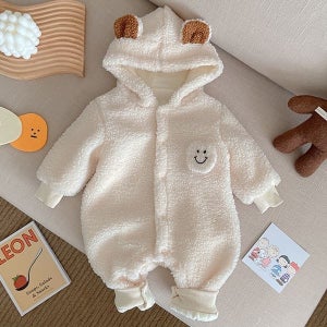 메이커키즈 [보리보리]뽀글이베이지 해피베어 유아후드우주복(66-90) 205020