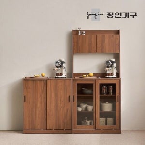 장인가구 [장인가구] (착불)  아망드 슬라이딩 유리 주방 수납장 그릇장 상부장세트 1600 B