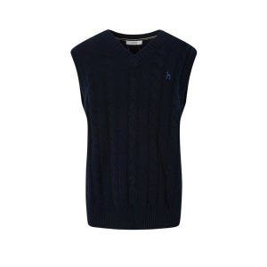 헤지스 25FW 네이비 케이블 니트 베스트 HZSW5D361N3 677310