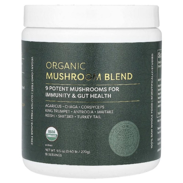 Global Healing <b>버섯 혼합물</b> 아가리쿠스 차가버섯 동충하초 영지버섯 270g(9.5oz)  270g  1개