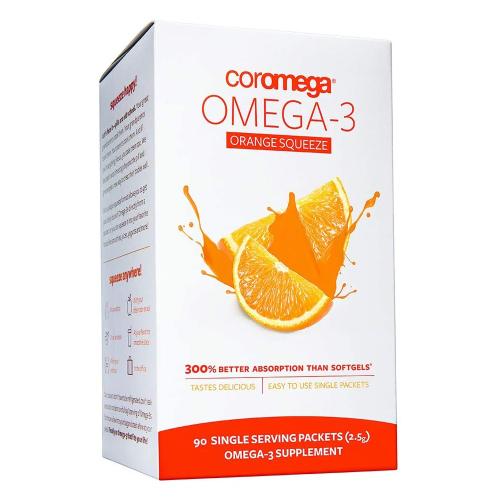<b>오메가3</b> 개별포장 <b>90</b>팩 오렌지맛 Coromega <b>Omega 3</b> Fish Oil  1개  <b>90</b>팩 1개