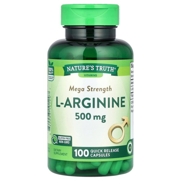 Natures Truth L-<b>알지닌</b> 500mg 빠른 방출 캡슐 100정