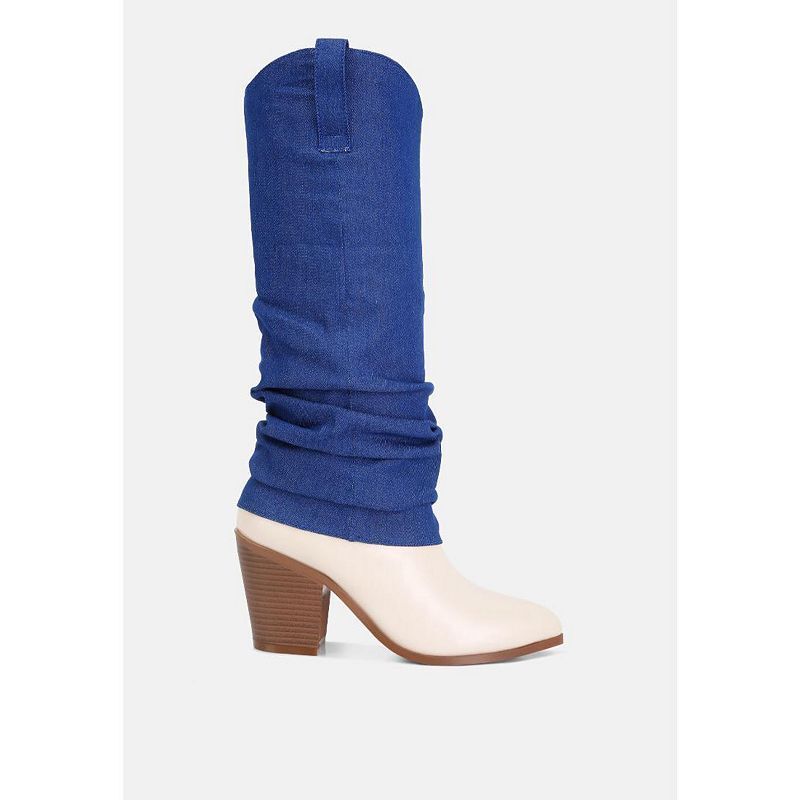 London Rag 데님 슬리브 디테일 여성 카우보이 부츠 Womens fab cowboy boots with denim sleeve detail 17859027 117131462