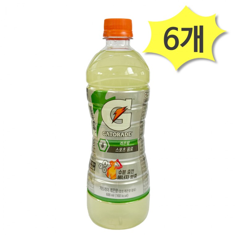 <b>게토레이</b> 레몬 600ml x 6개 스포츠음료 이온음료 mar+451<b>Pt</b>