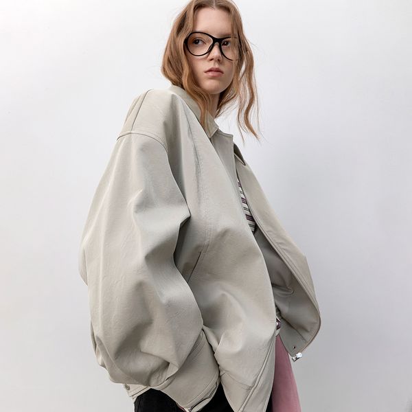 [아틀리에나인] (Z-JP-586)OVERFIT GLOSSY SNAP BUTTON BLOUSON_001001001660