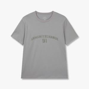 [아르마니 익스체인지] 남성 91로고 자수 코튼 티셔츠 _그레이_A414130033 2402297907