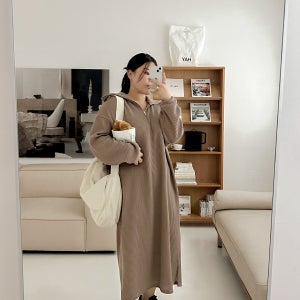 [EVELLET]유피안 카라 골지 롱원피스