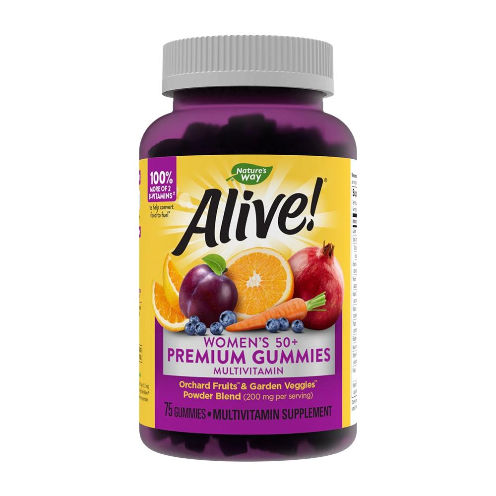 네이쳐스 웨이 <b>얼라이브 우먼 50</b>+ <b>프리미엄</b> 종합비타민 <b>구미</b>, 75 <b>구미</b>