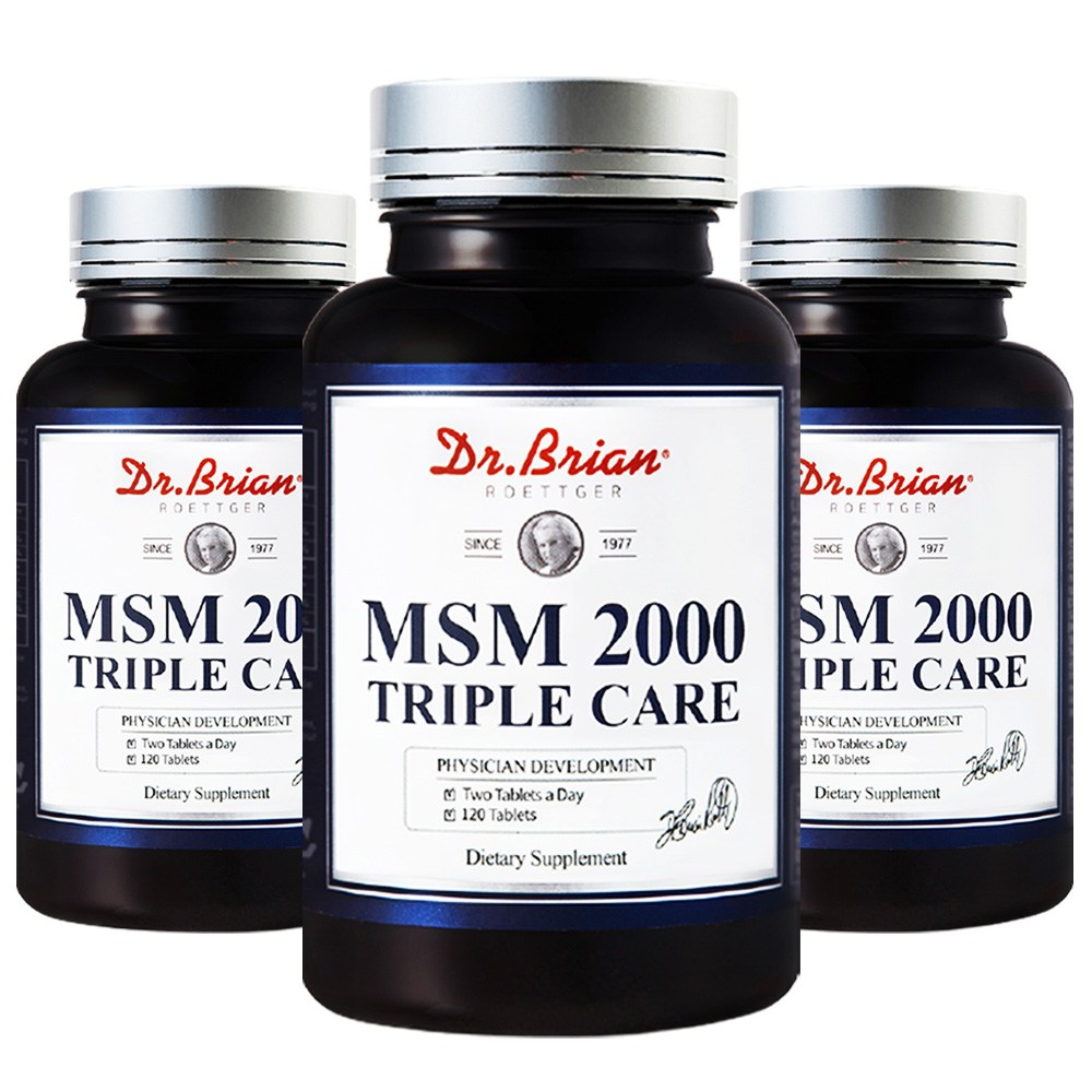 타이거아울렛 미국 MSM 2000 트리플케어 3병 약6개월분 미국 무릎 관절 연골에 좋은 엠에스엠 식이유황 식용유황 비타민D 망간  120정  3개
