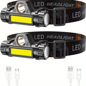 리튬이온 전지로 구동되는 밝고 가벼운 LED 헤드램프, 조절 가능한 각도와 스트랩 헤드램프, 러닝, 캠핑, 사이클링 등 야외활동용 손전등
