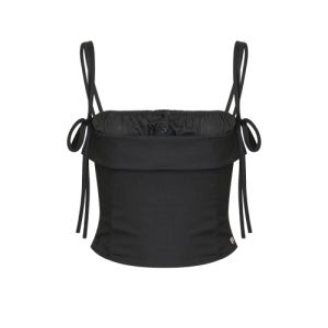 [페인오어플레져] HEART RIBBON TOP charcoal PP25FWTO01CH