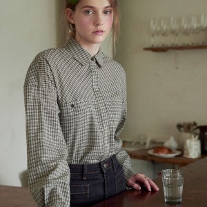 [르니나] CODY check overfit shirt_BROWN