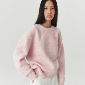[르바] Pullover Round Wool Knit - Sherbet Pink LC3KN04