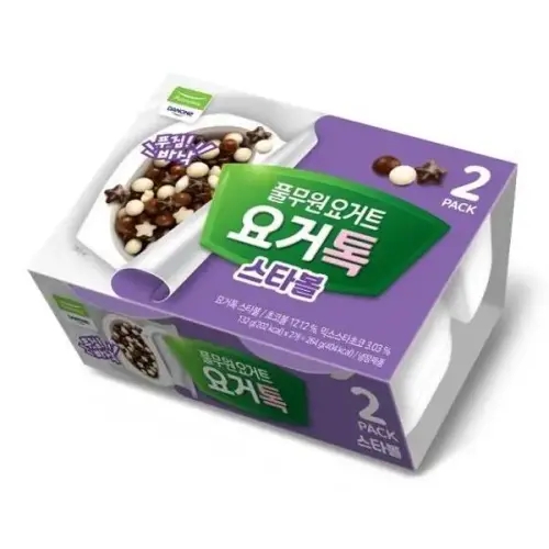 <b>풀무원다논</b> 아이러브요거트 요거톡 스타볼 (132gx2EA) 어린이간식 요거트 식사대용 132g 자취 캠핑 혼밥 <b>간</b>