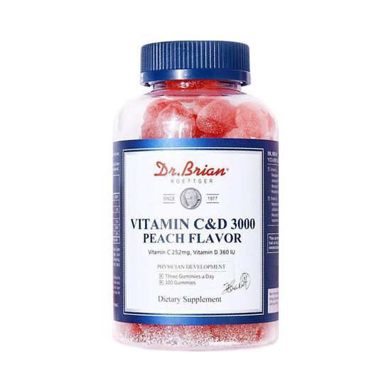 닥터브라이언 복숭아맛 비타민C&amp;D 3000 100구미 (33일분)